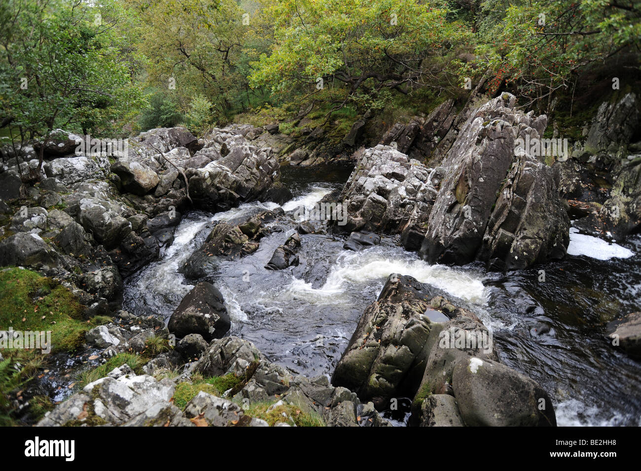 Rhaeadr Du Black Waterfalls Gwynedd Wales Stock Photo