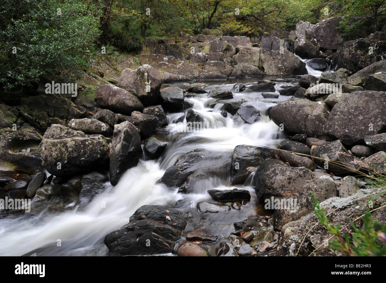 Rhaeadr Du Black Waterfalls Gwynedd Wales Stock Photo