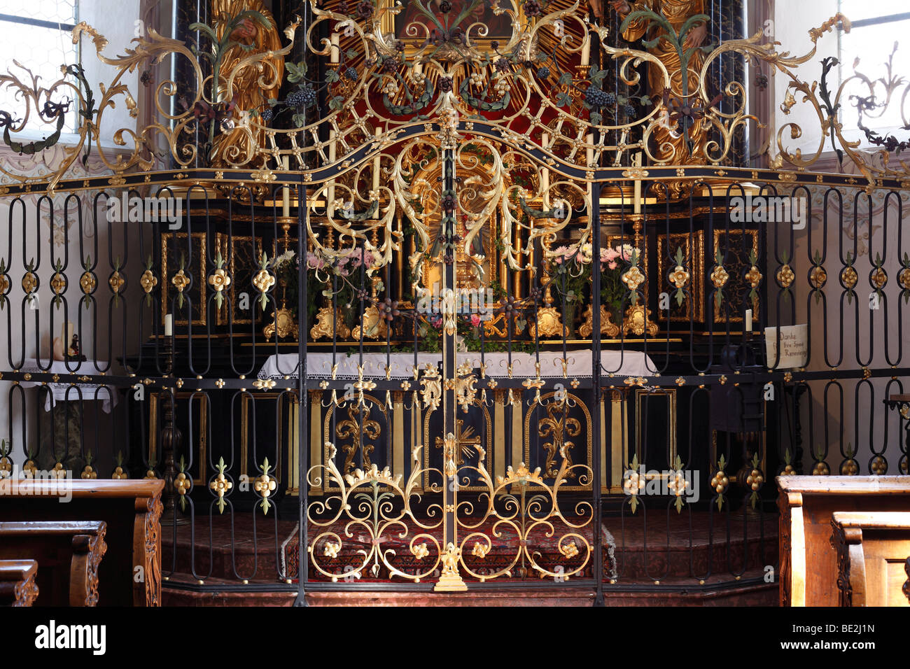 Rococo lattice in the Liebfrauenkirche Church, Kitzbuhel, Tyrol, Austria, Europe Stock Photo