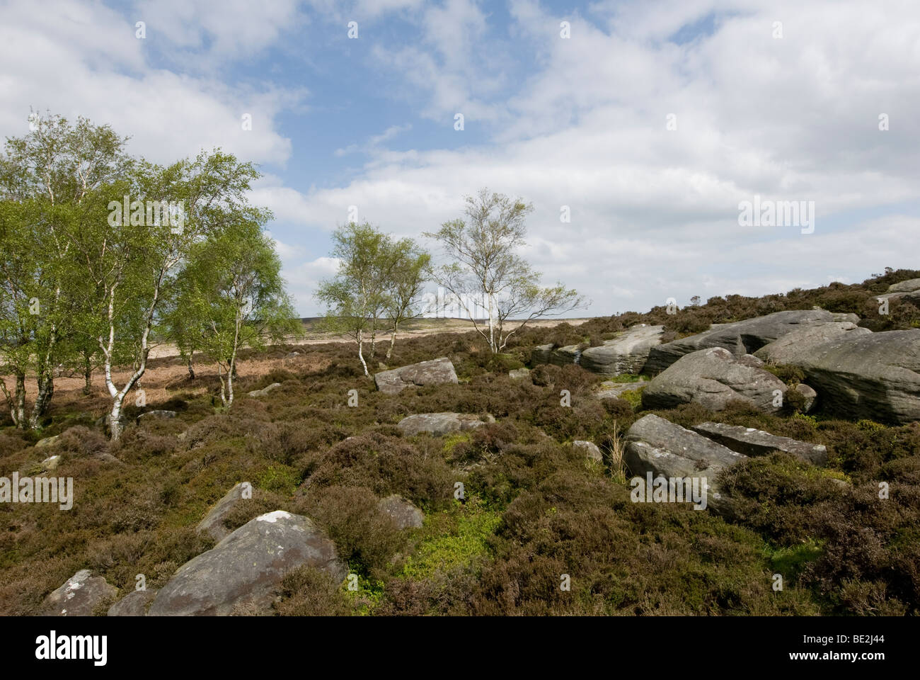 Beautiful view of the landscape at Stanage Edge in the English Peak District Stock Photo