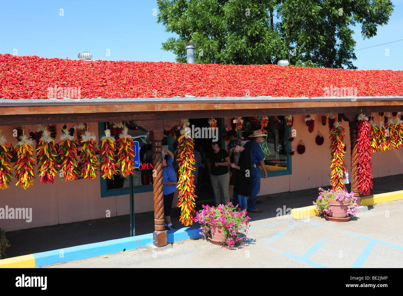 USA Hatch New Mexico- Chile Festival- Hatch Chile Express store red hot chiles on the to dry in the sun Stock Photo - Alamy