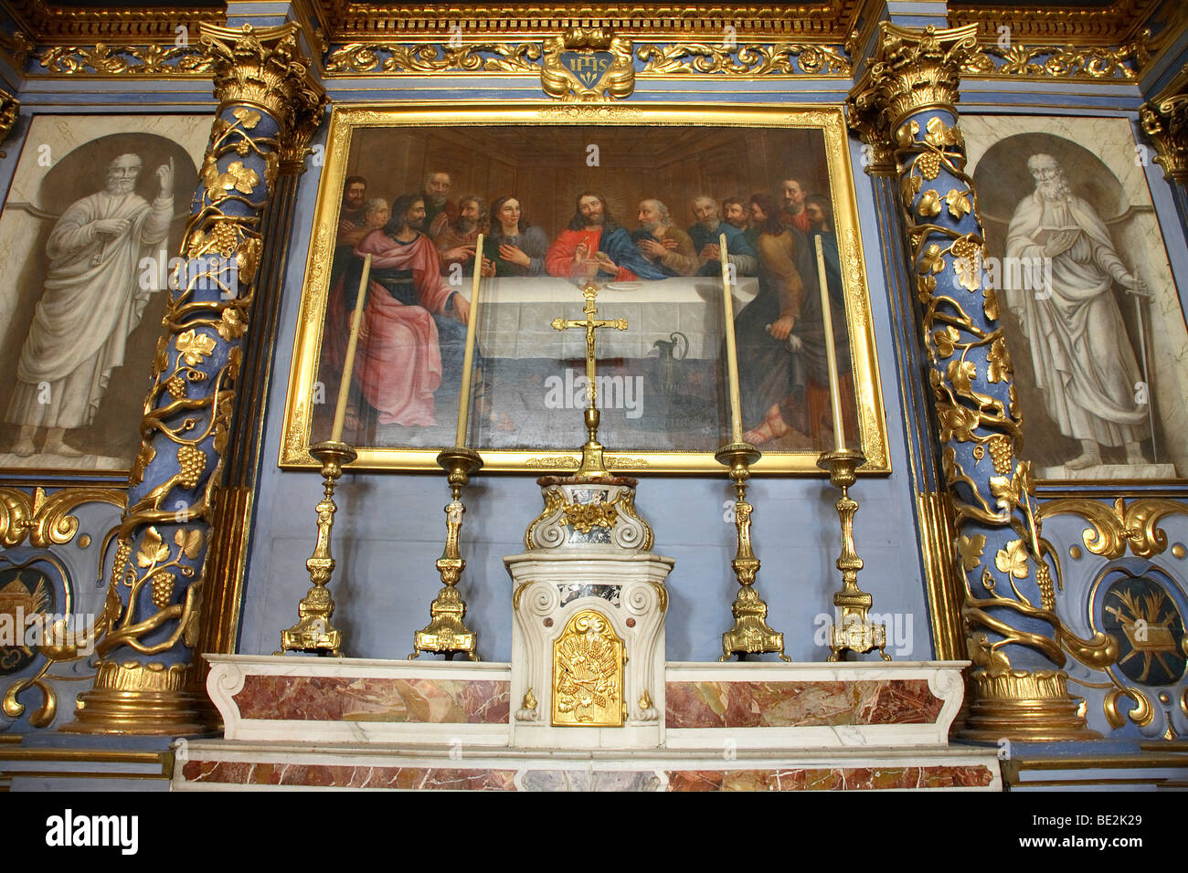 ALTARPIECE IN SAINT APPOLLINAIRE CATHEDRAL OF VALENCE, DROME, FRANCE Stock Photo