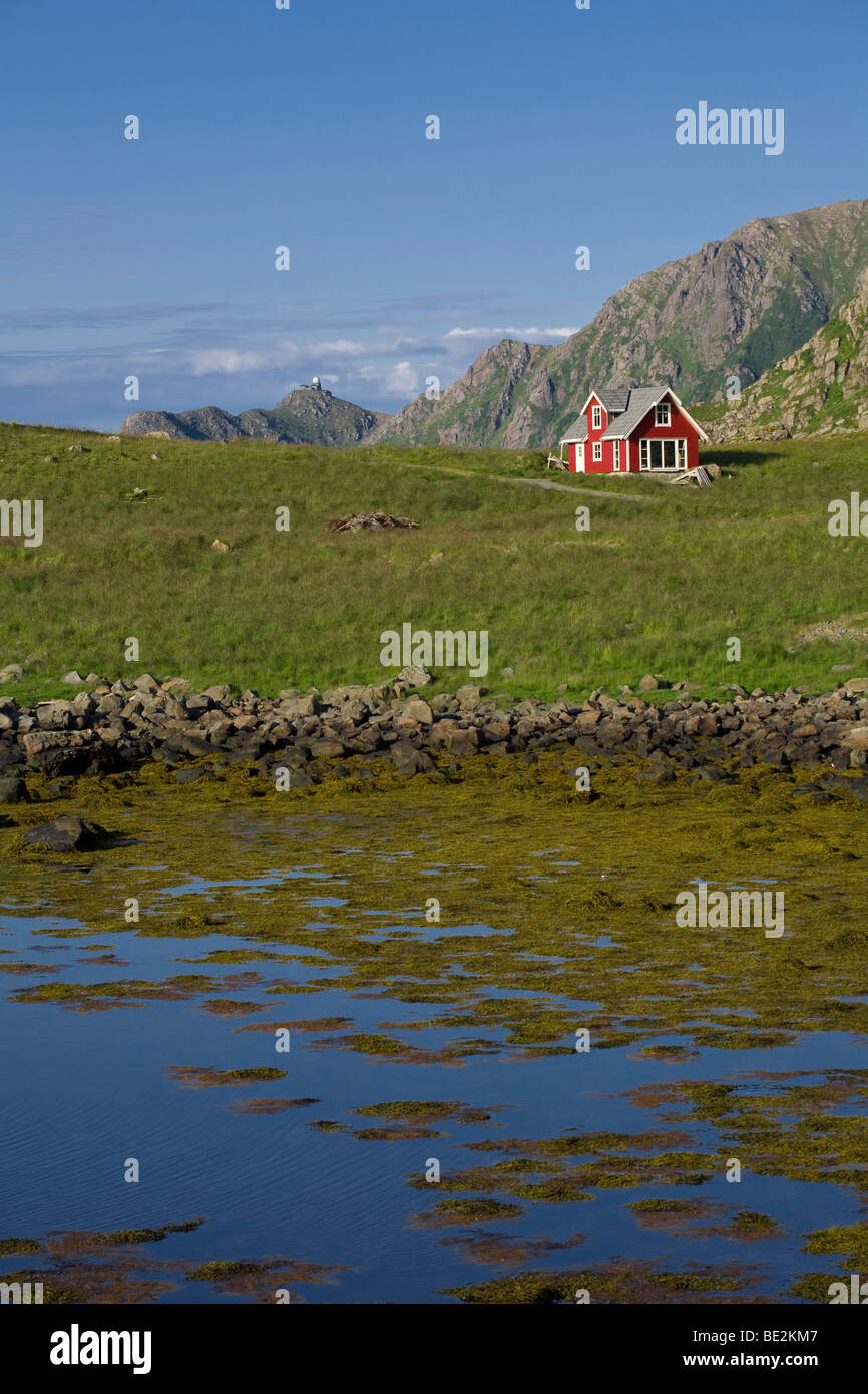 Norwegian house near Nyksund, Langoeya Island, Vesteralen, Norway, Scandinavia, Europe Stock Photo