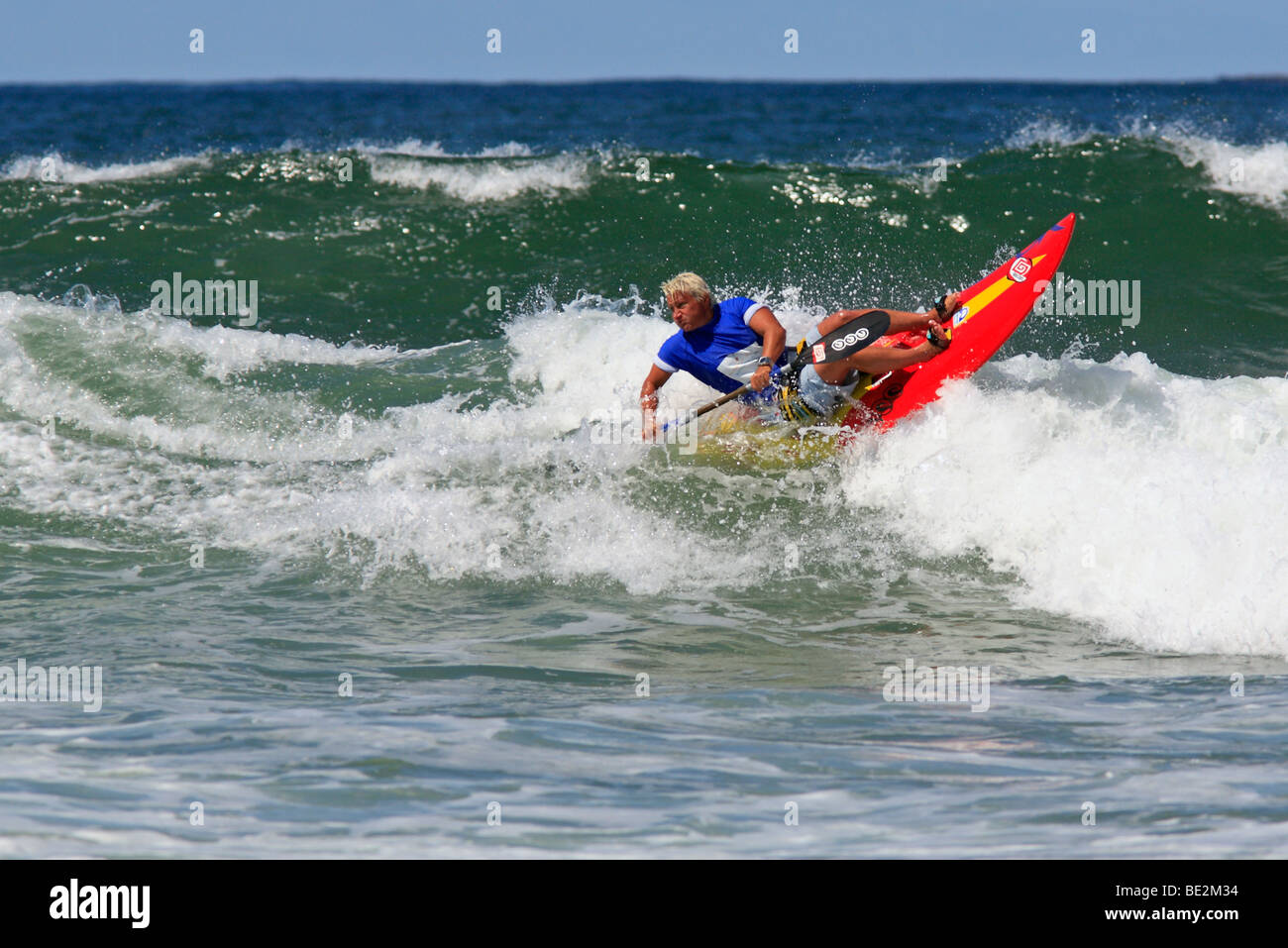 Lisa Ryan, of Australia, competing in the semi finals of the Women's section of the Waveski Surfing World Titles 2009 Stock Photo
