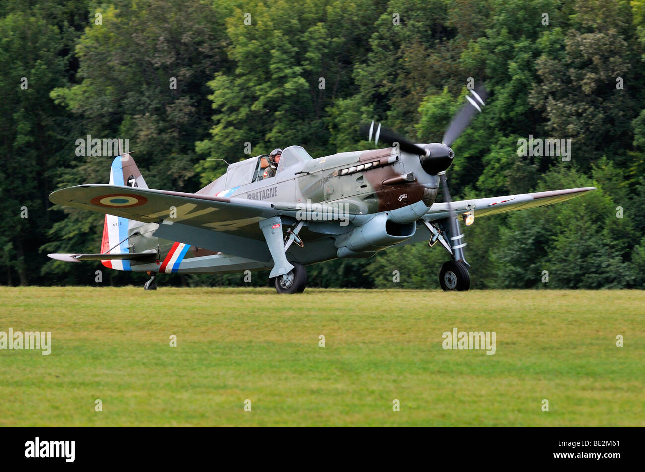 French fighter aircraft Morane-Saulnier D-3801 J-143, Europe's largest meeting of vintage planes at Hahnweide, Kirchheim-Teck,  Stock Photo