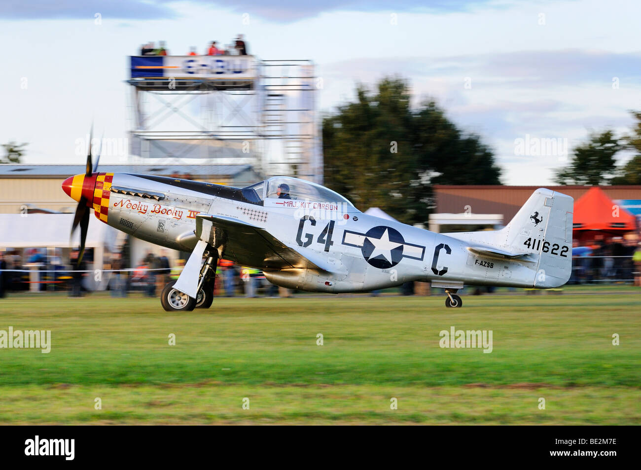 American fighter aircraft North American P-51 Mustang, Europe's largest meeting of vintage planes at Hahnweide, Kirchheim-Teck, Stock Photo