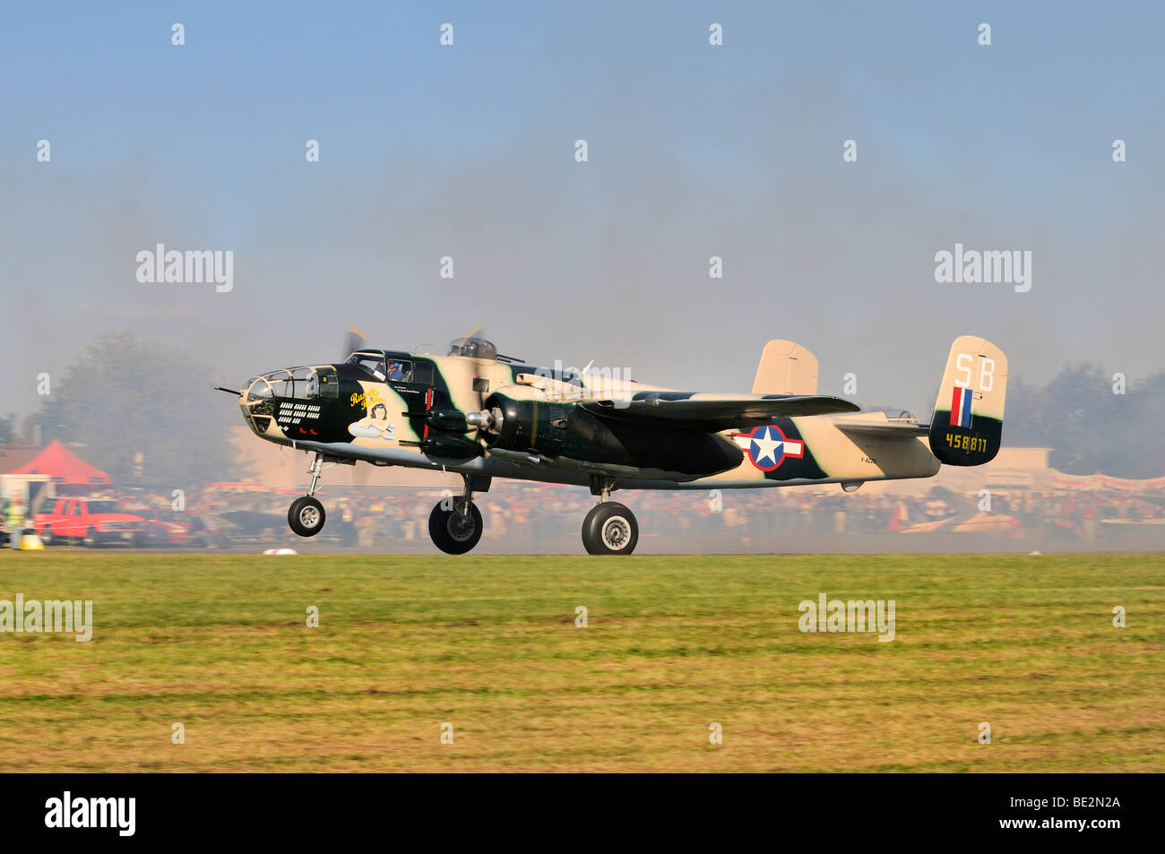 North American Aviation B-25 Mitchell, an American twin-engine medium bomber, Europe's largest meeting of vintage planes at Hah Stock Photo