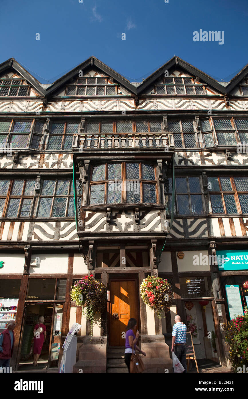 UK, England, Staffordshire, Stafford, Greengate Street, Ancient High House, Tudor timber framed house front Stock Photo