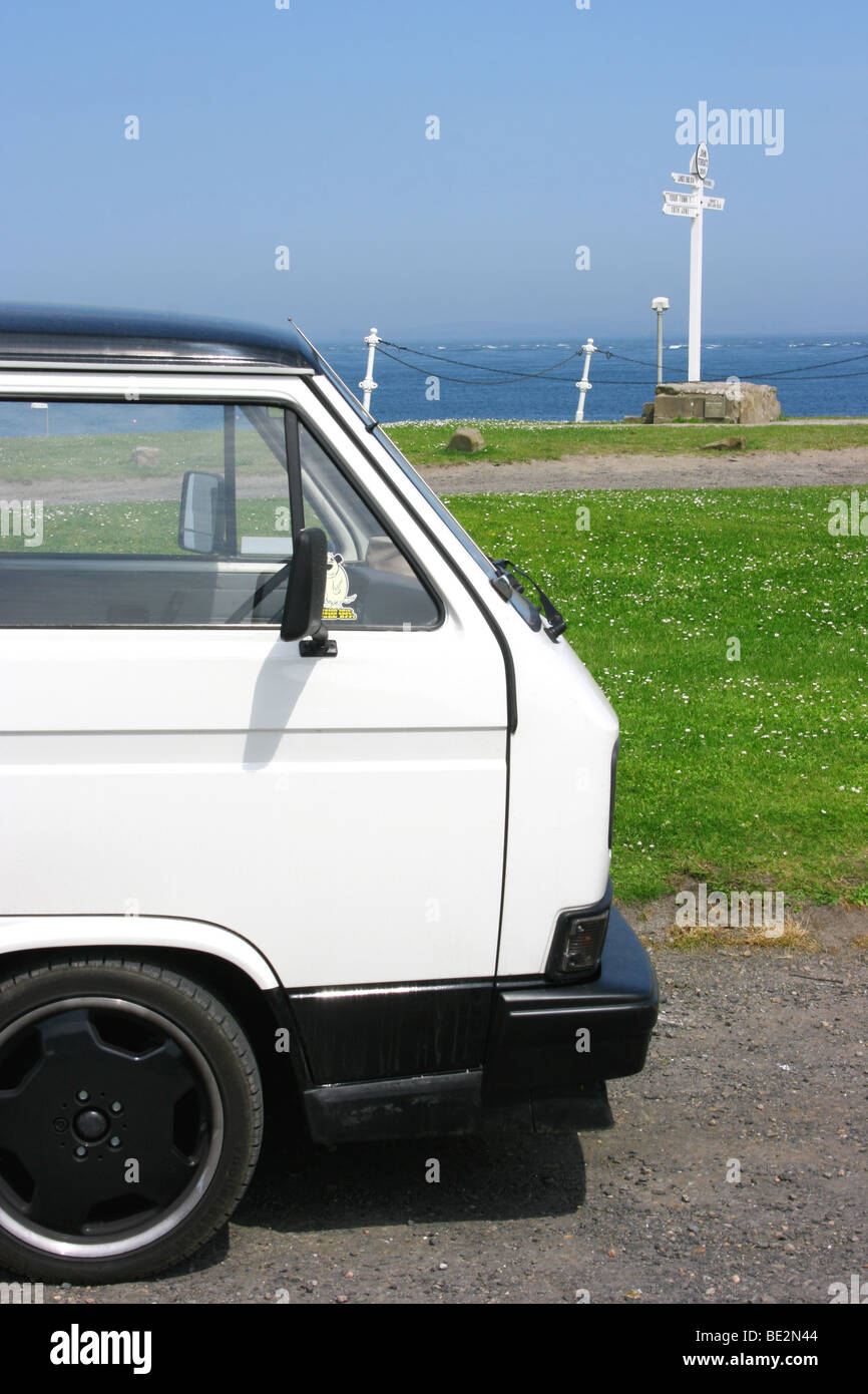 VW campervan parked at John O'Groats, Caithness, NE Scotland Stock Photo