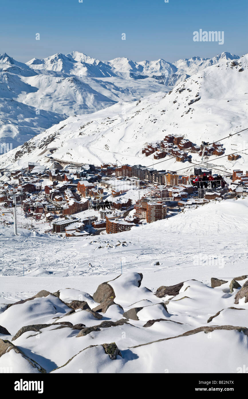 Val Thorens ski resort (2300m) in the Three Valleys, Les Trois Vallees, Savoie, French Alps, France Stock Photo