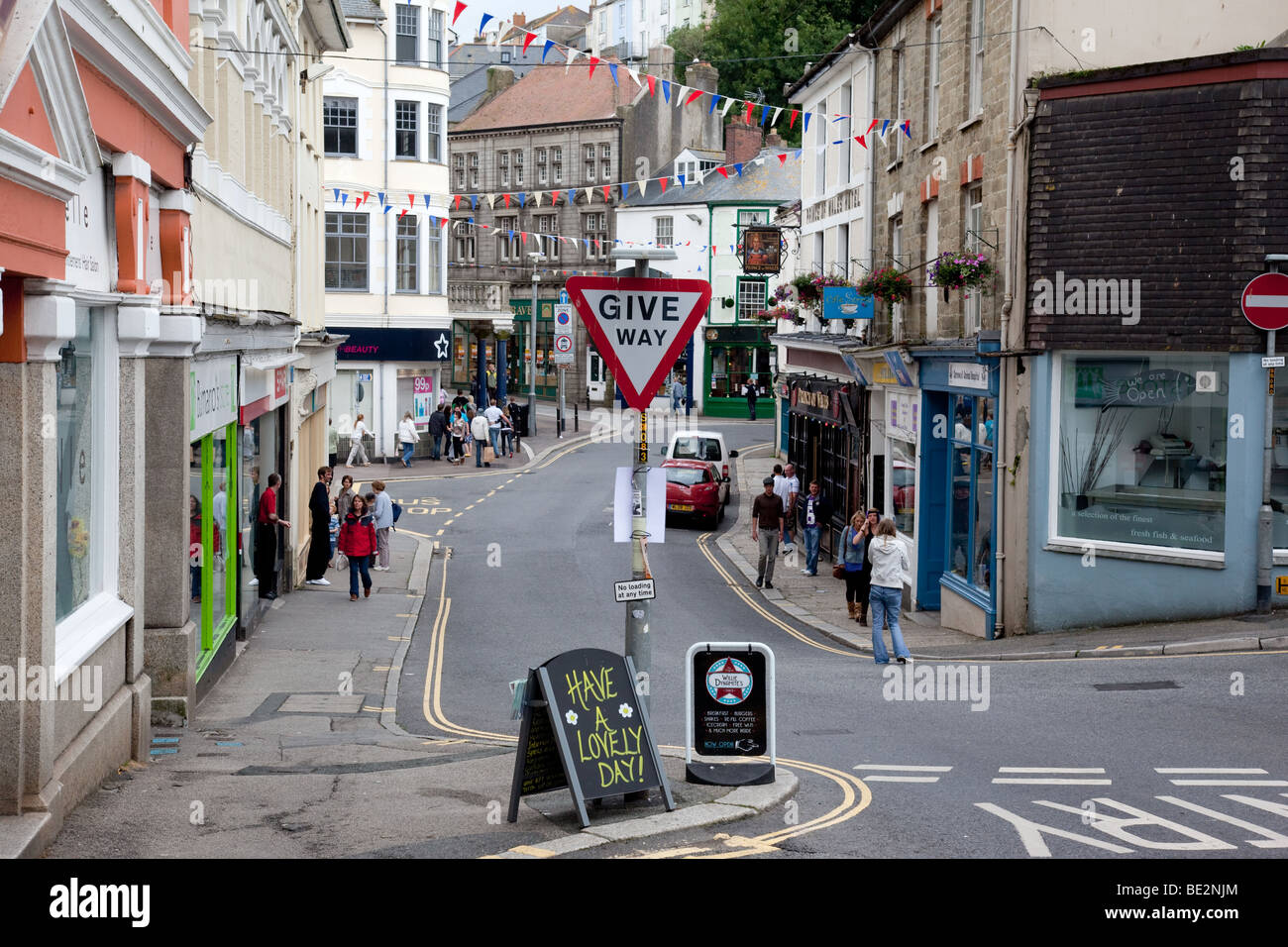Street in Falmouth, Cornwall, United Kingdom. Stock Photo