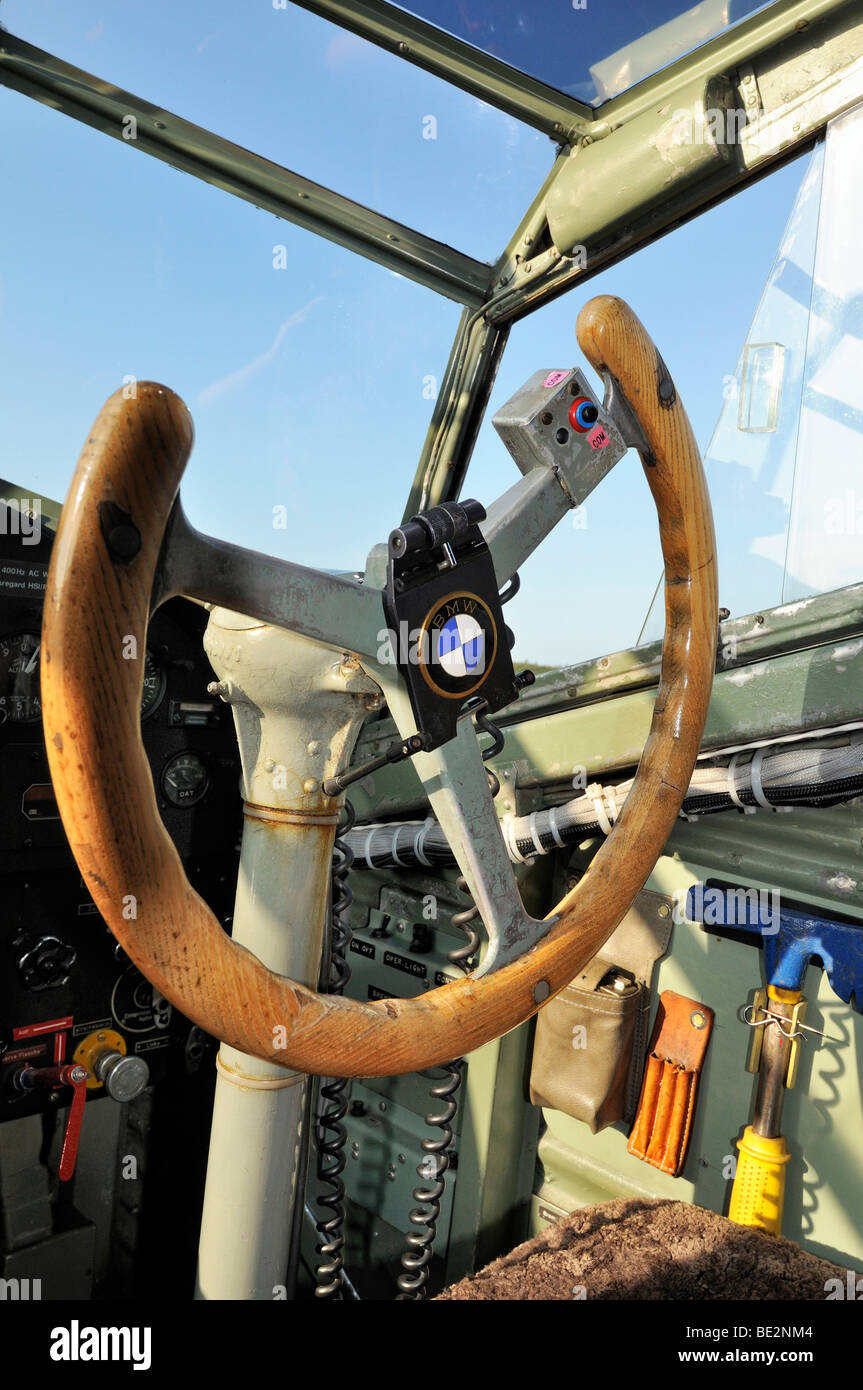 Yoke in the cockpit of the passenger aircraft Junkers JU-52, Germany, Europe Stock Photo