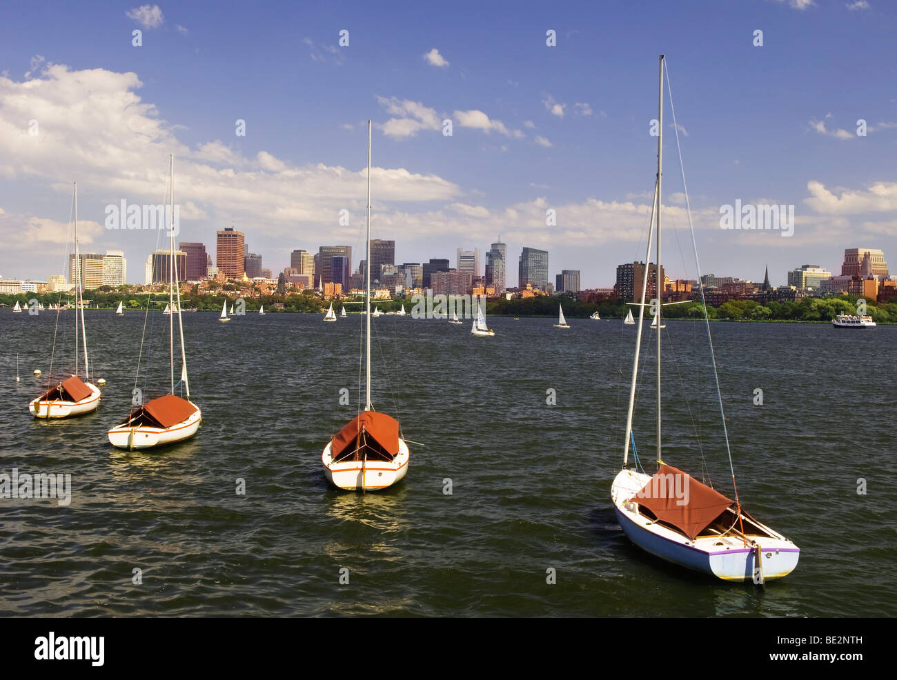 Charles River Boston Sunset, with Sail Boats Stock Photo Alamy