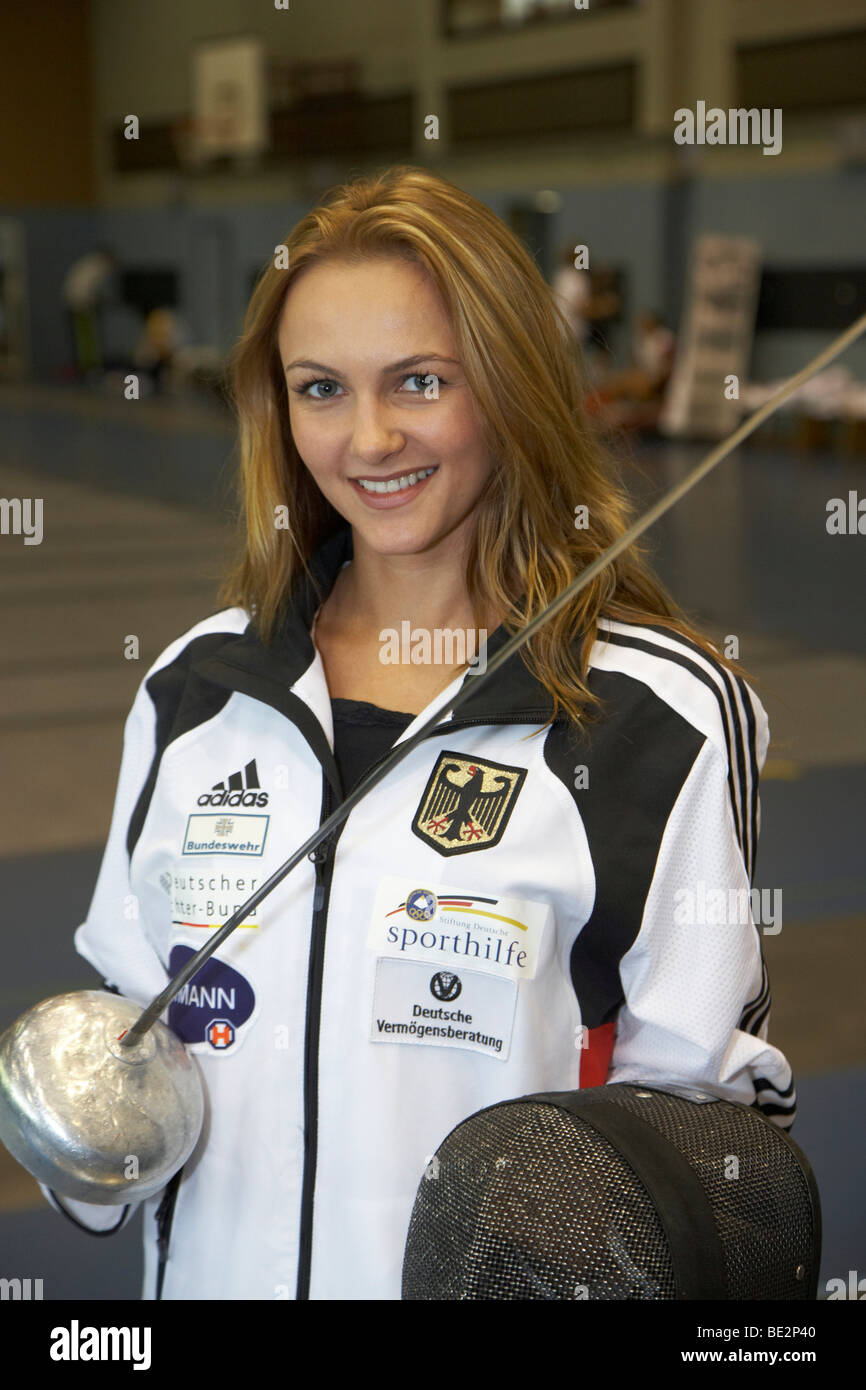 German epee fencer Monika Sozanska, Bonn, North Rhine-Westphalia, Germany, Europe Stock Photo