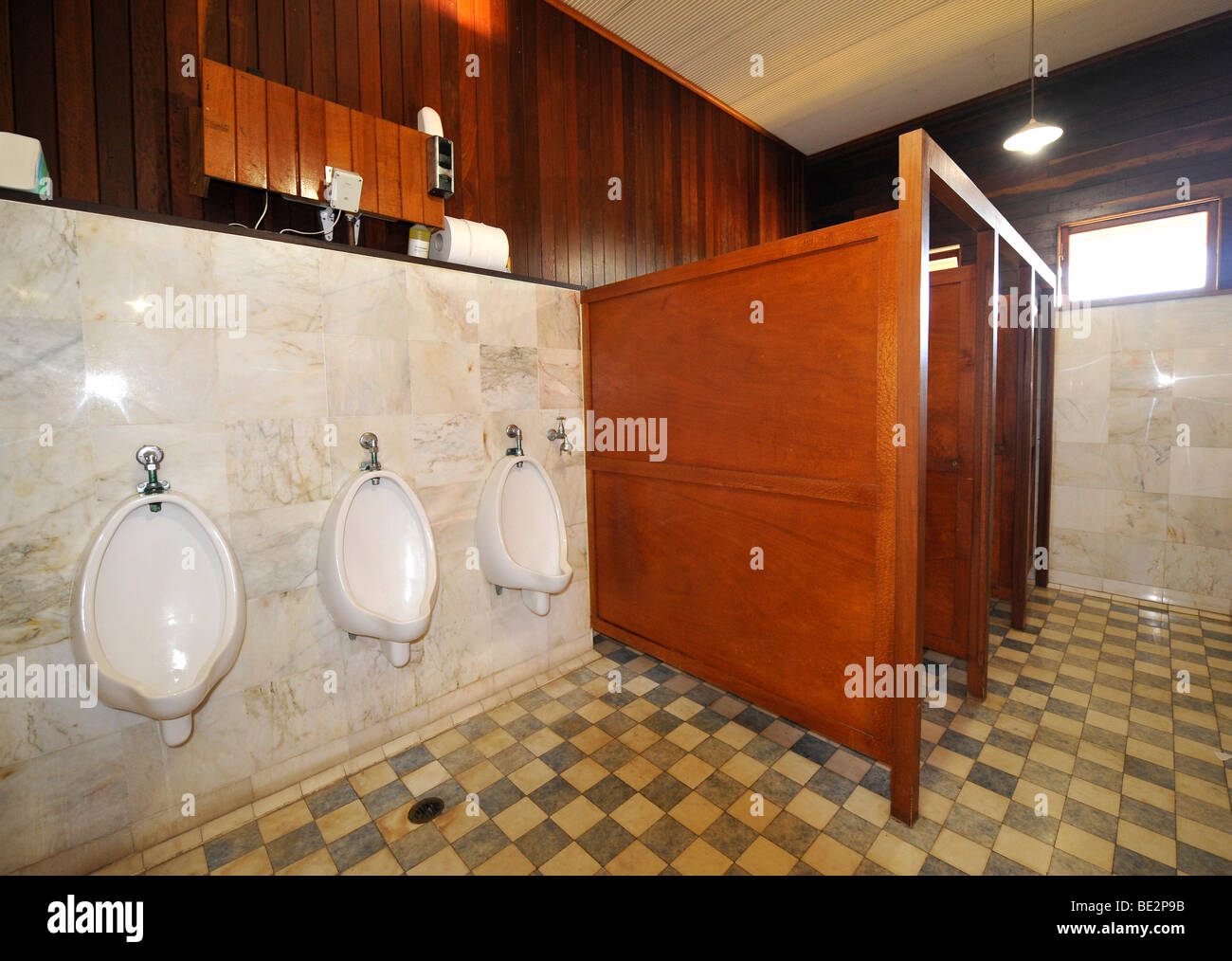 Interior shot, toilet, Kuranda Scenic Railway, historic station, Freshwater Station, Cairns, Queensland, Australia Stock Photo