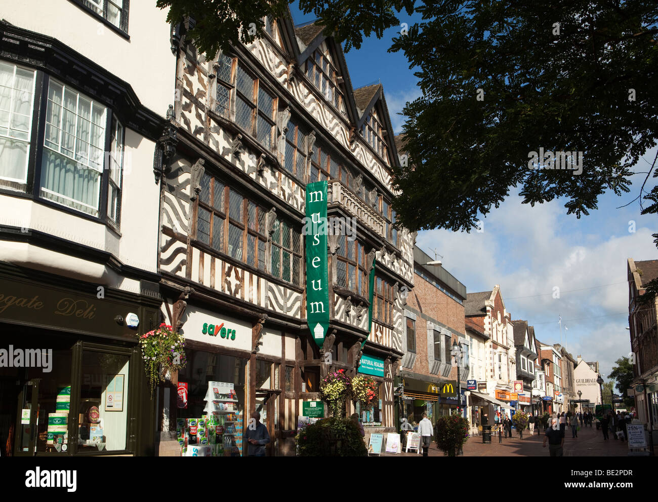 UK, England, Staffordshire, Stafford, Greengate Street pedestrianised town centre, Ancient High