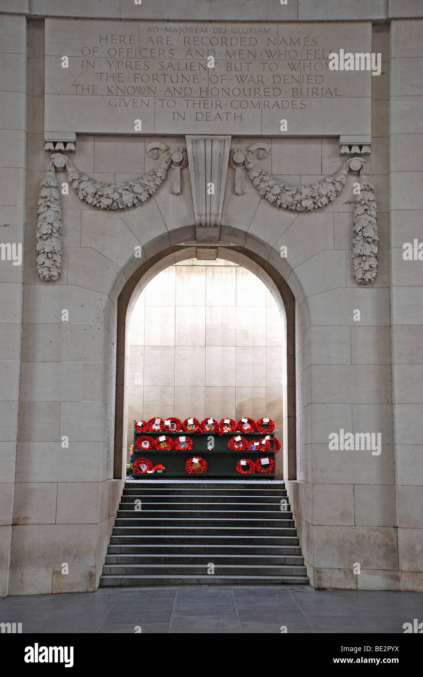 Menin Gate Memorial to the missing Ypres Leper Belgium inside detail Stock Photo