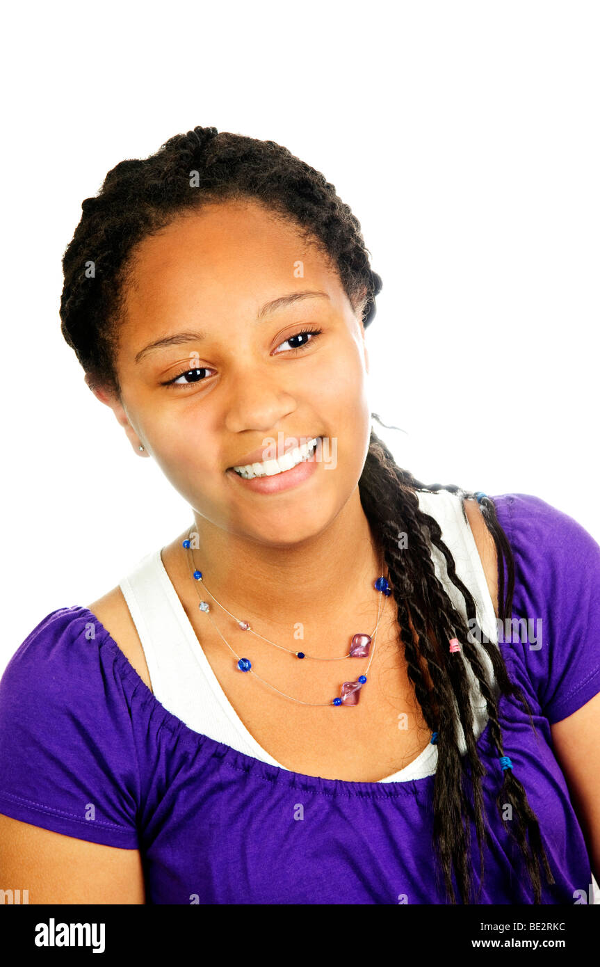Isolated portrait of beautiful black teenage girl Stock Photo - Alamy