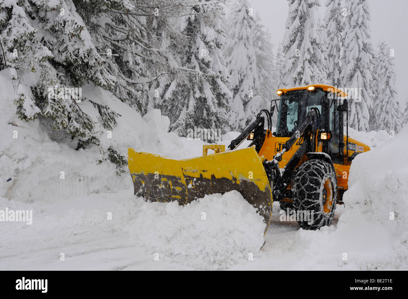 Snow removal, Nassfeld, Hermagor, Carinthia, Austria, Europe Stock Photo