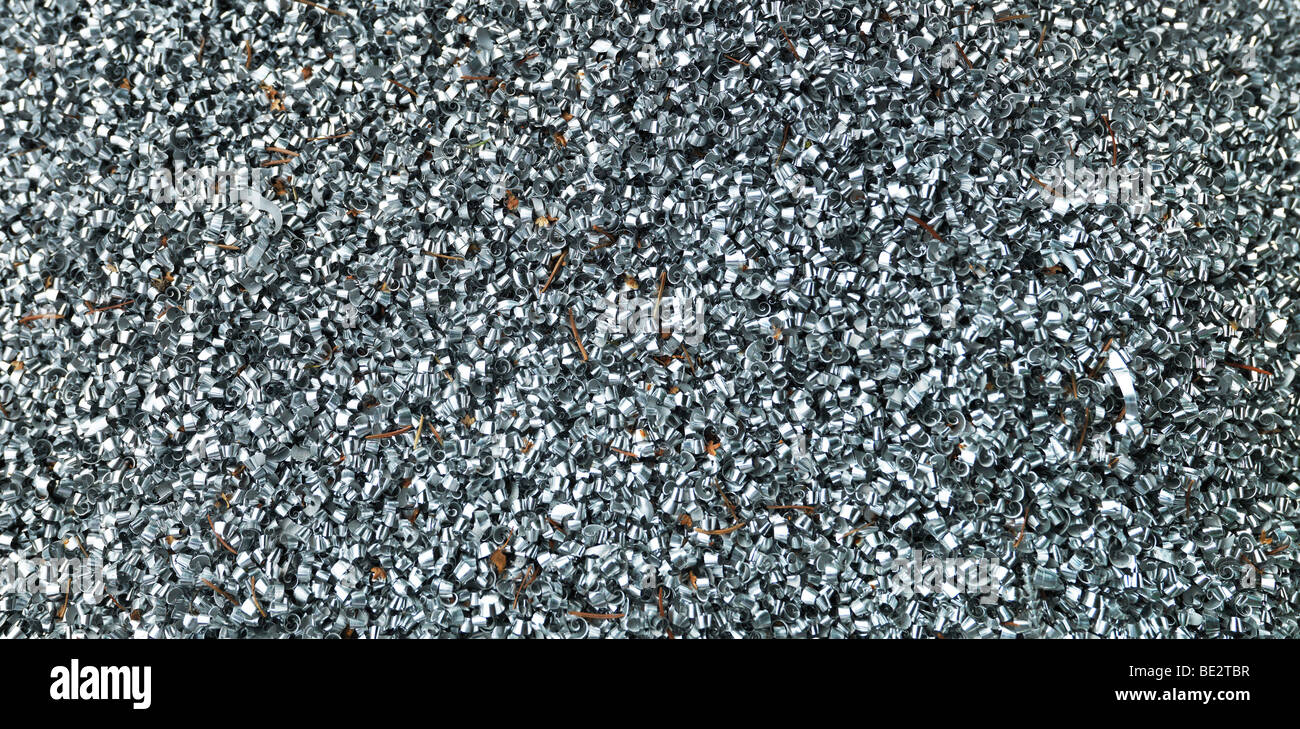Metal chips, waste product of an industrial milling machine Stock Photo