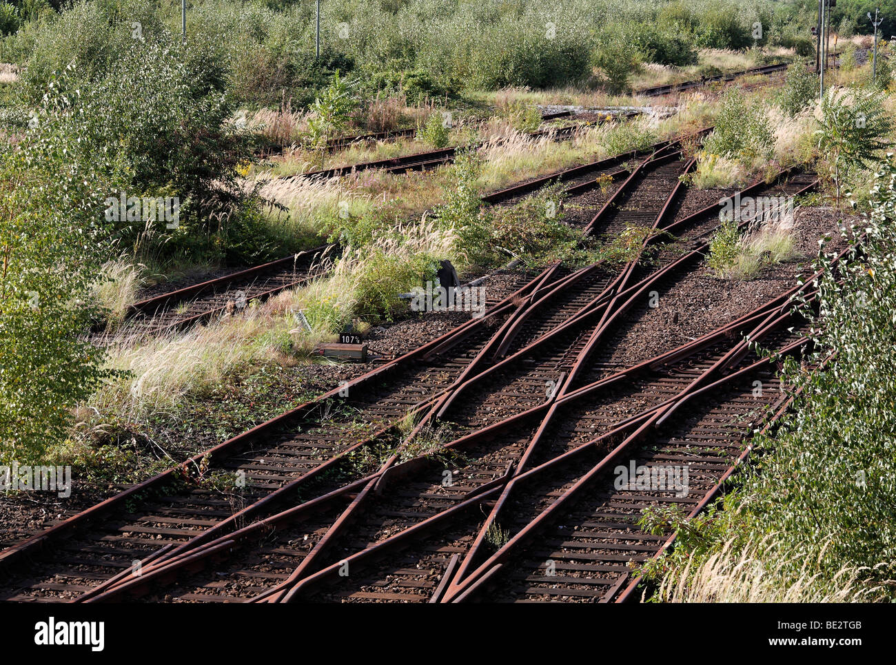 Unused railway tracks, abandoned shunting yard, DuisburgWedau, Ruhr