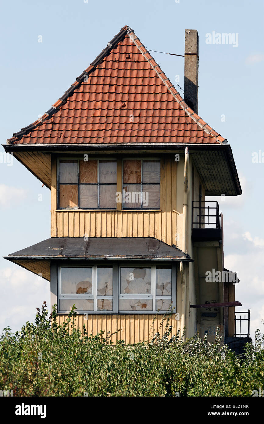 Old signal box built in 1914, abandoned shunting yard, Duisburg-Wedau, Ruhr area, North Rhine-Westphalia, Germany, Europe Stock Photo