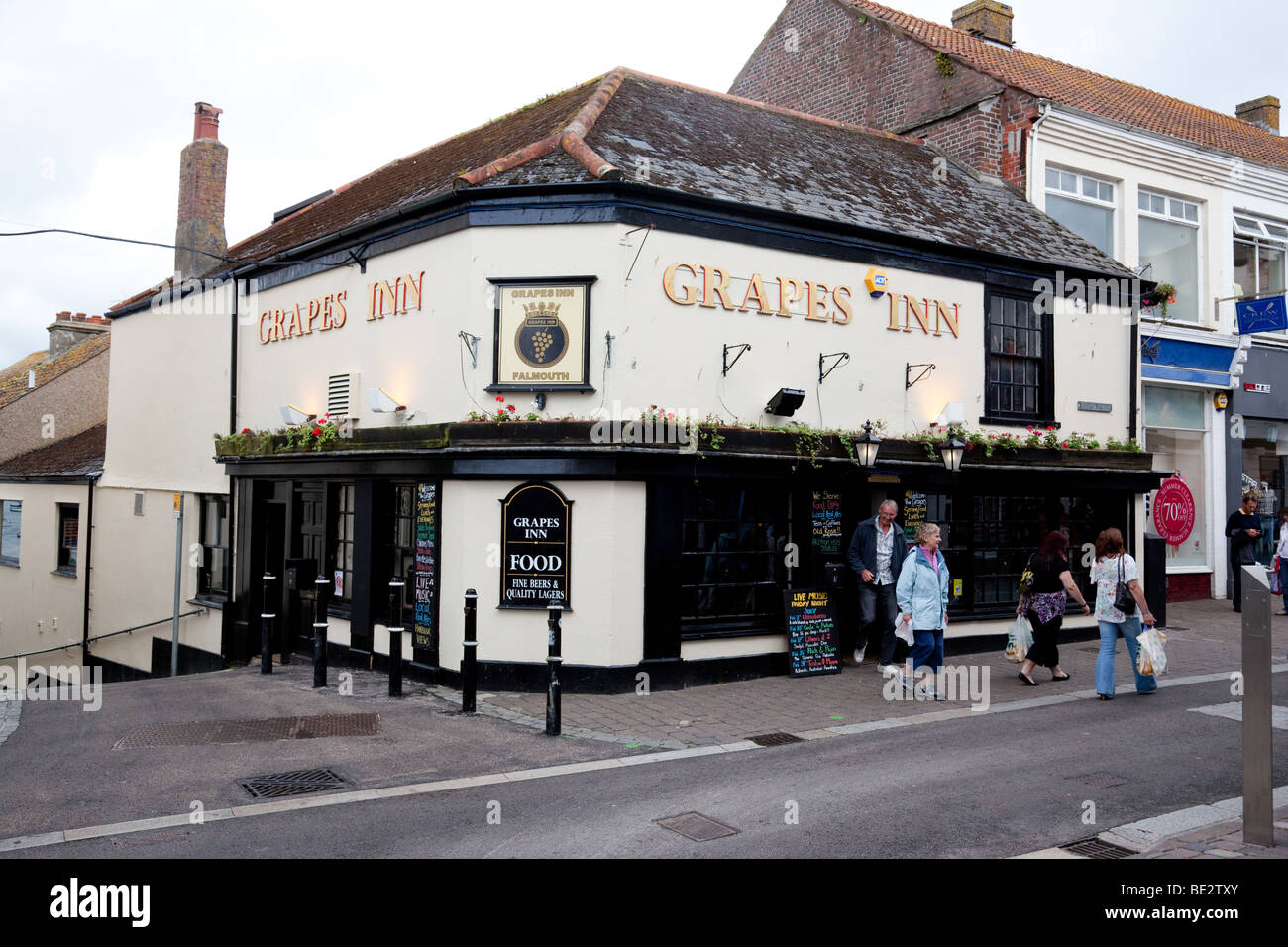 Pub Grapes Inn, Falmouth, Cornwall, United Kingdom. Stock Photo