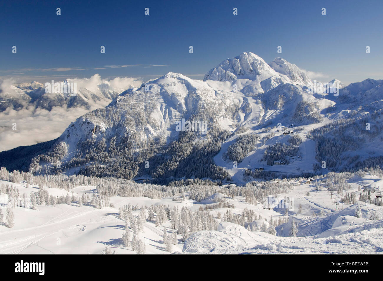 Snowy winter landscape, Nassfeld, Hermagor, Carinthia, Austria, Europe Stock Photo