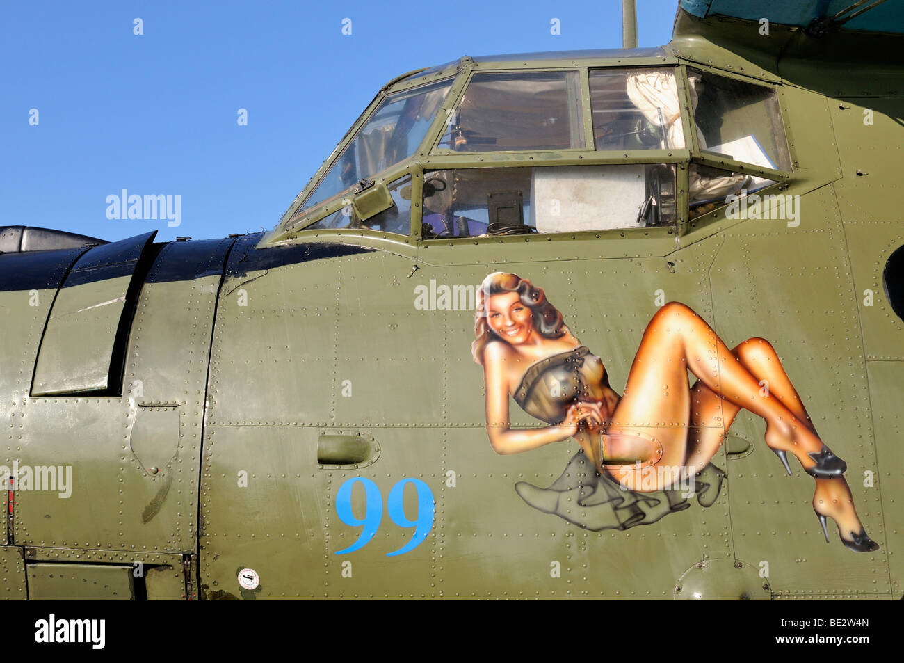 Nose art of a Russian multi-purpose aircraft Antonov AN-2, Germany, Europe Stock Photo