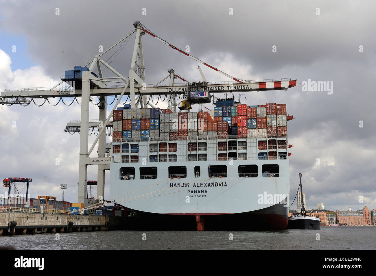 Container ship, Port of Hamburg, Hamburg, Germany, Europe Stock Photo