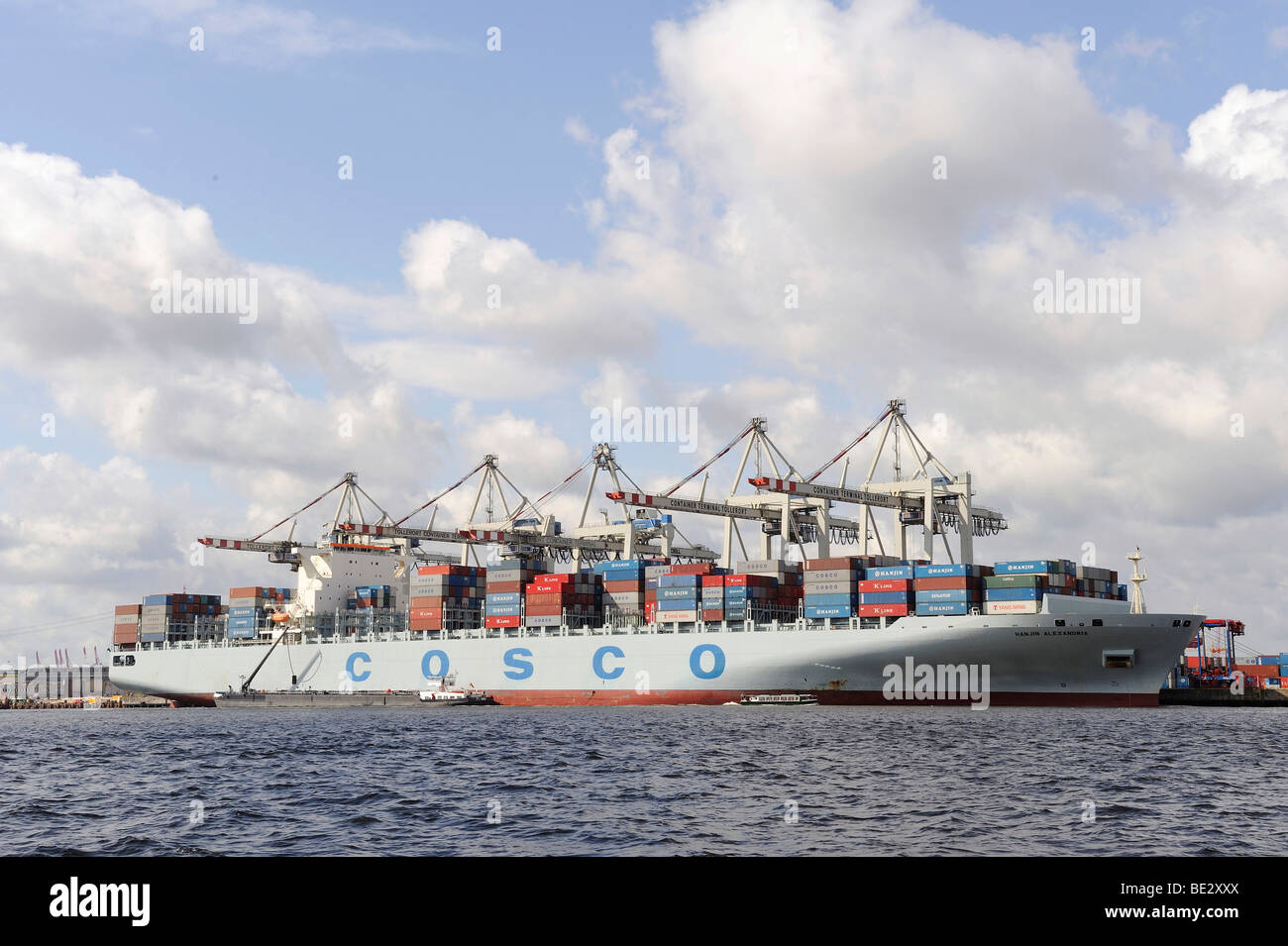 Container ship, Port of Hamburg, Hamburg, Germany, Europe Stock Photo