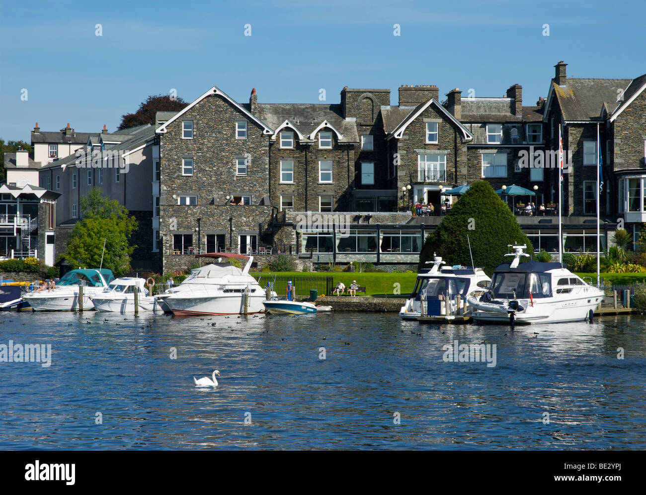 The Old England Hotel, overlooking Lake Windermere, Bowness, Lake District National Park, Cumbria, England UK Stock Photo