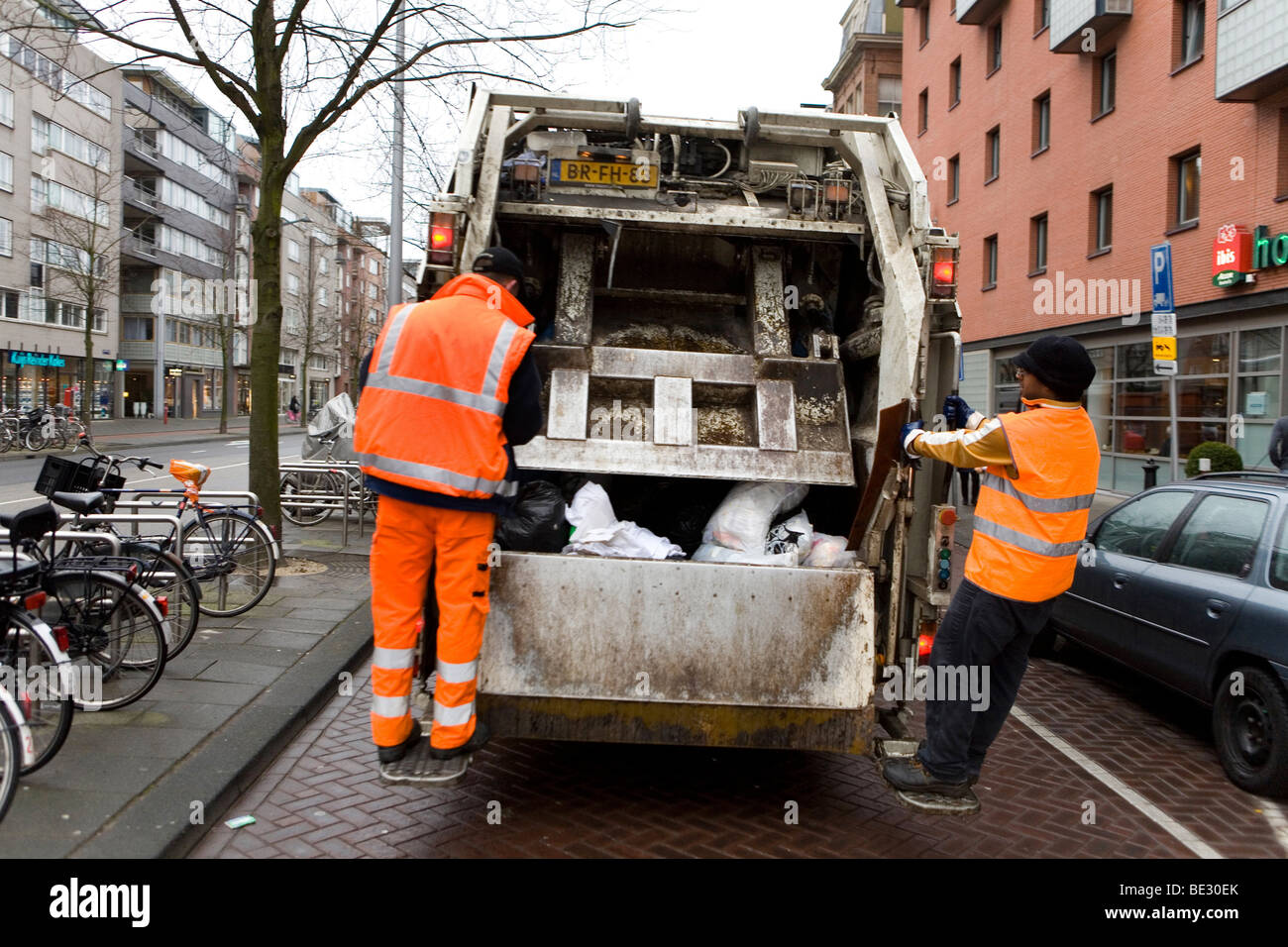 Collection of waste disposal in Amsterdam. the Nethrlands. Carbage is