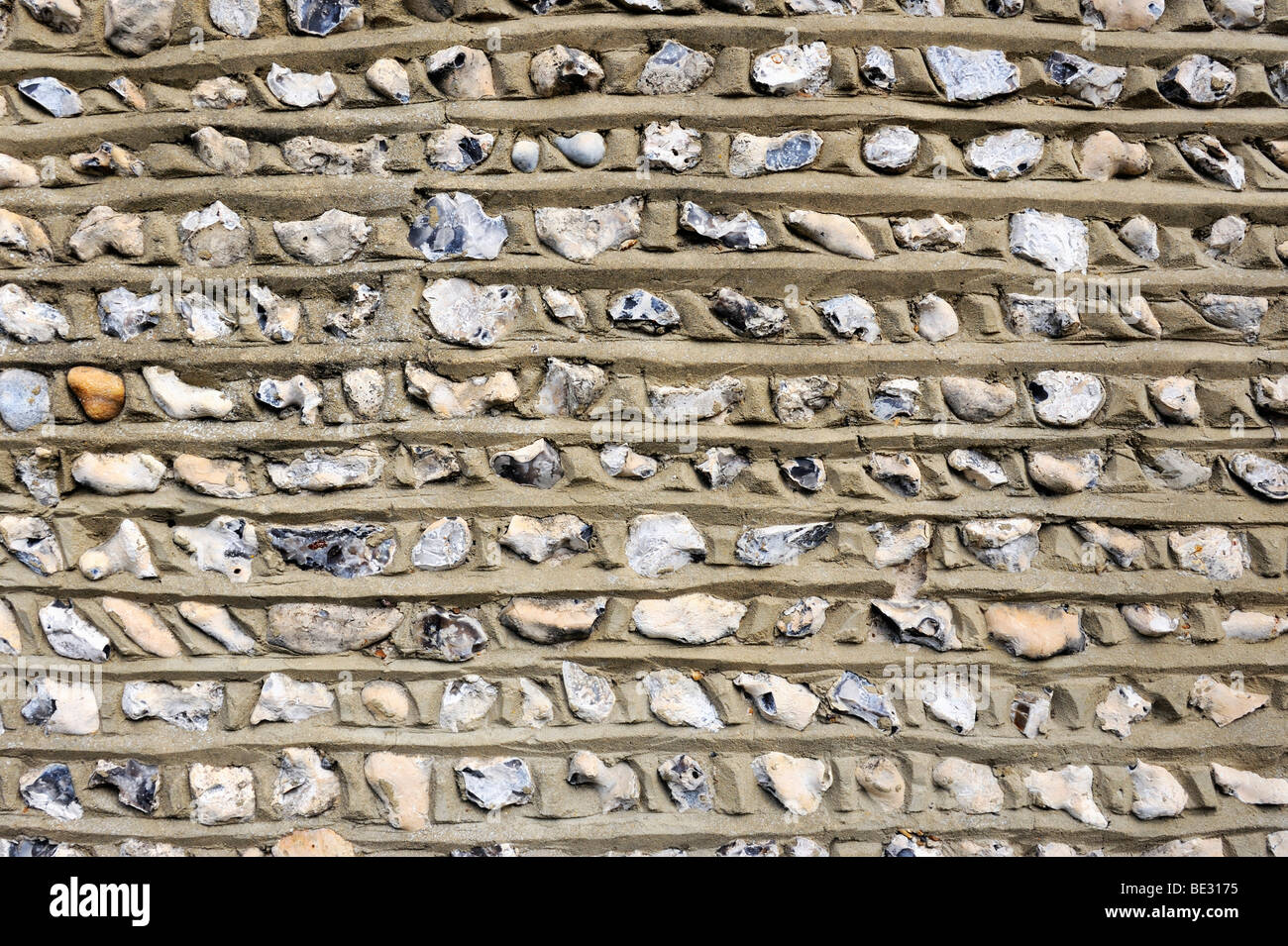 Flint as a building material for the traditional walls and facades in Southern England, England, UK, Europe Stock Photo