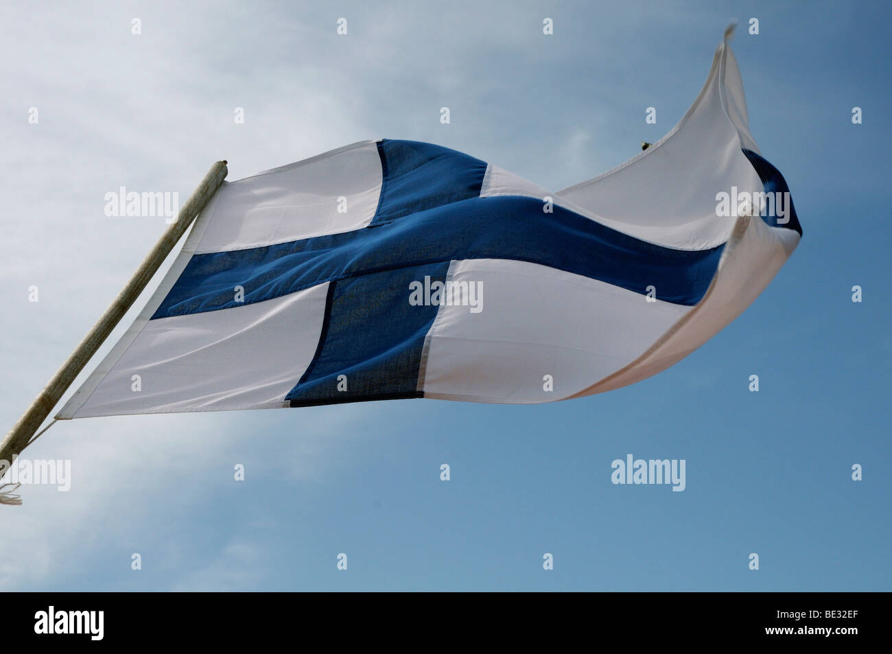 National flag of Finland, Suomi Stock Photo
