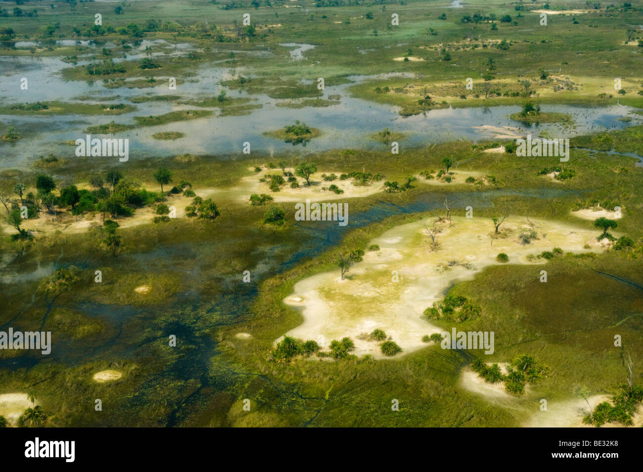 Aerial view over the Okavango Delta, Botswana Stock Photo