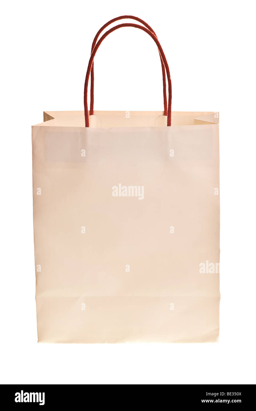 white shopping bag with red handles isolated on white background Stock ...