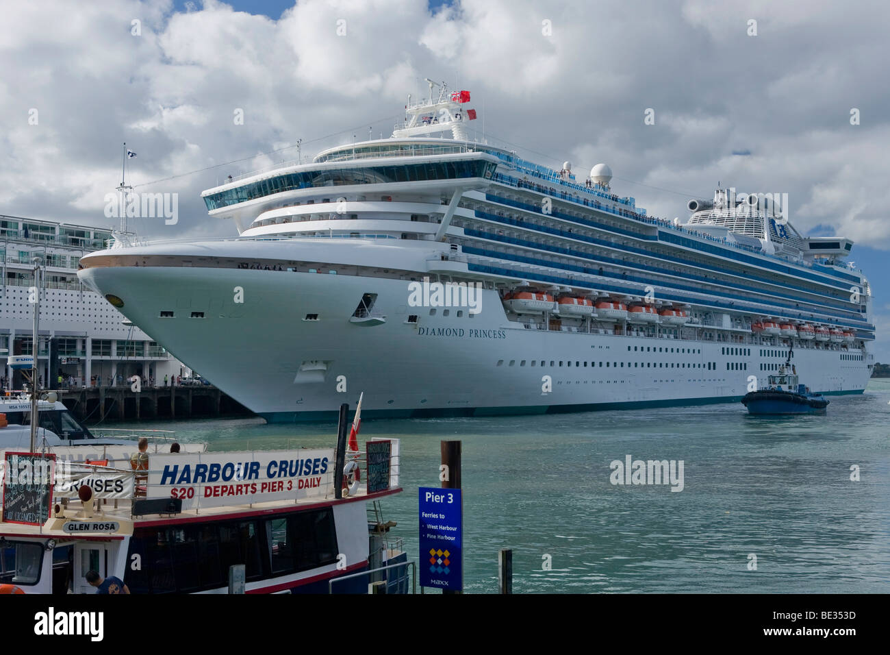 Diamond Princess cruise ship in the port of Auckland, North Island, New Zealand Stock Photo