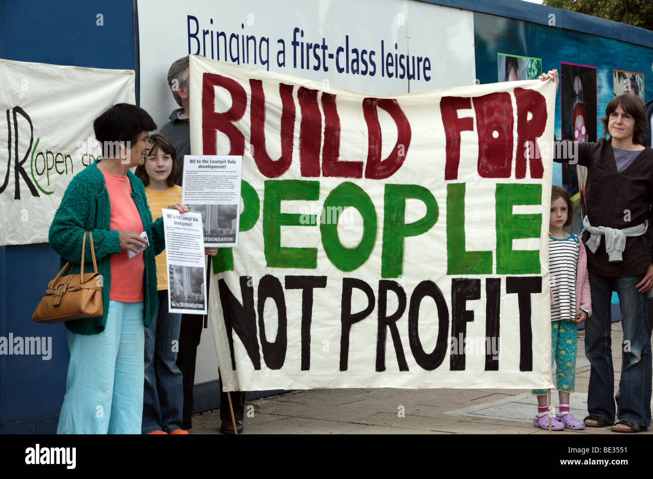 Public demonstration against the planned Lewisham Gateway development in Loampit Vale Central Lewisham Action Group Stock Photo