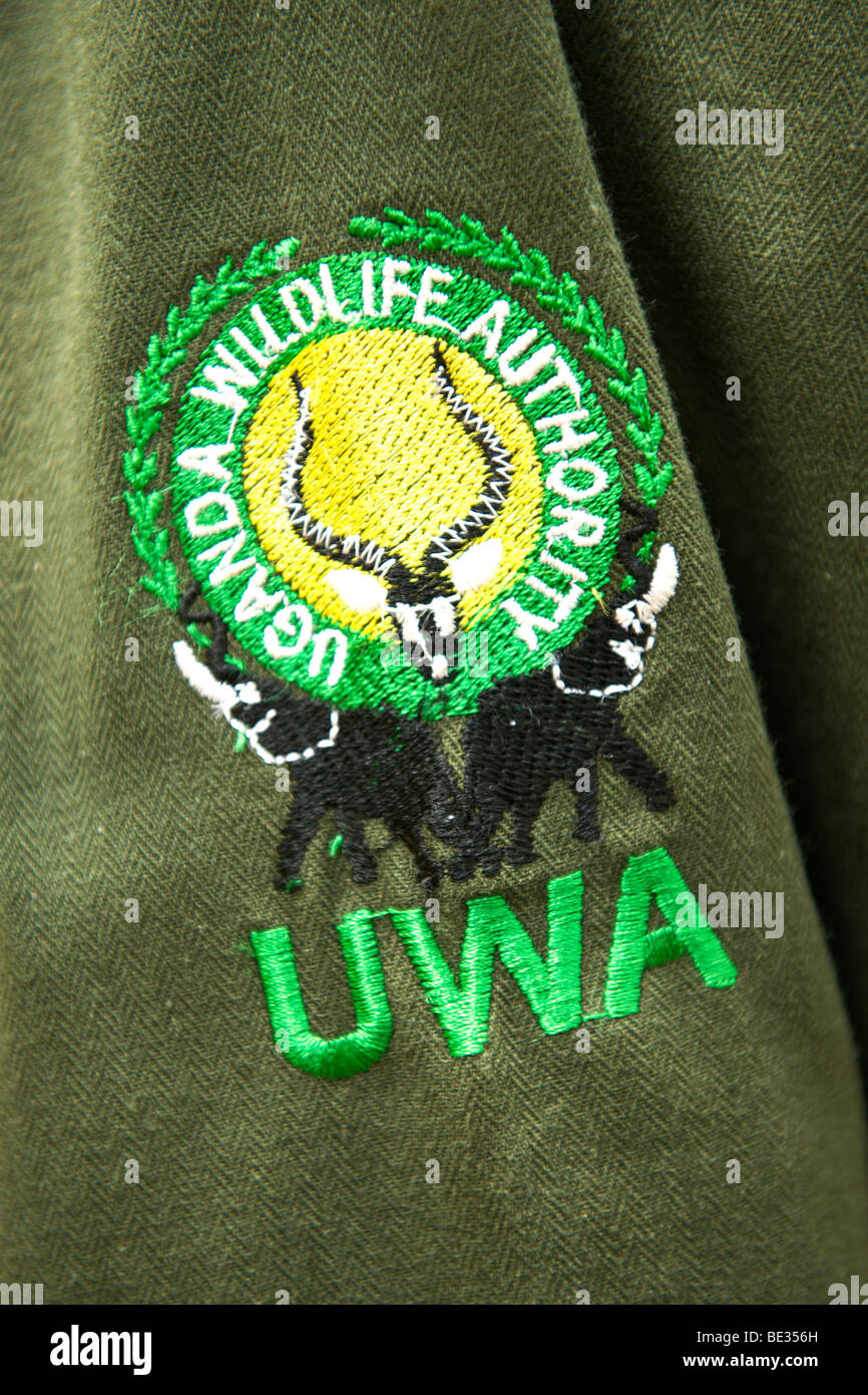 Embroidered shoulder patch of the Uganda Wildlife Authority. Stock Photo