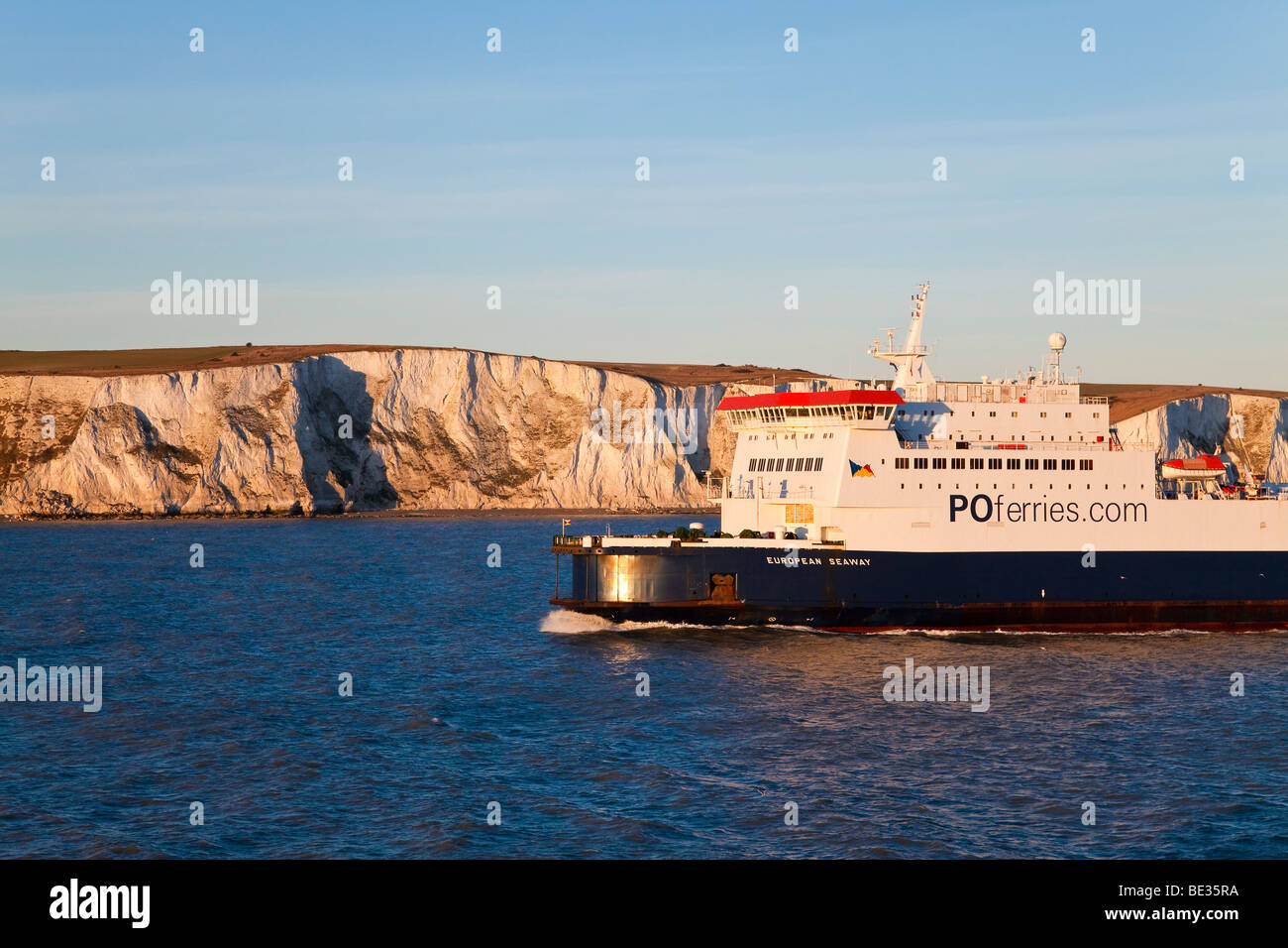 Europe, England. Kent, White cliffs of Dover viewed from cross channel ferry Stock Photo