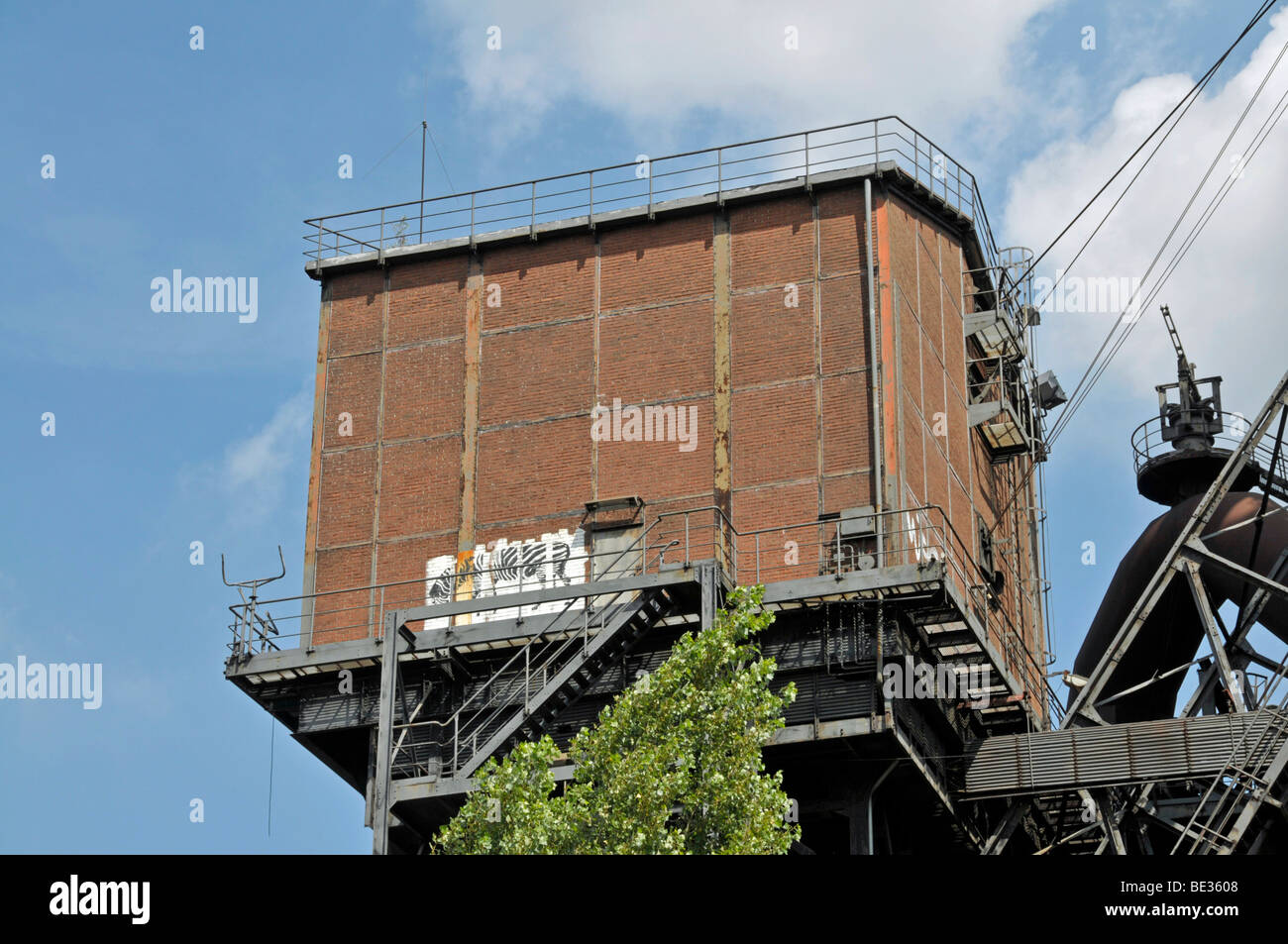 Winch house on a blast furnace, Landschaftspark DuisburgNord landscape park, a former Thyssen
