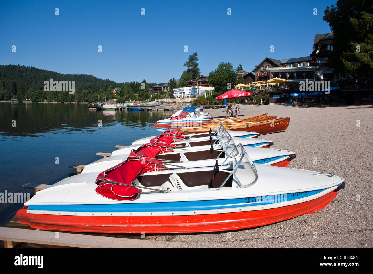 Boat hire, TitiseeNeustadt, Black Forest, BadenWuerttemberg, Germany