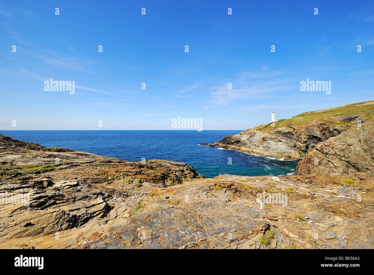 Shale rock on the coast of Trevose Head on the north coast of Cornwall, England, United Kingdom, Europe Stock Photo