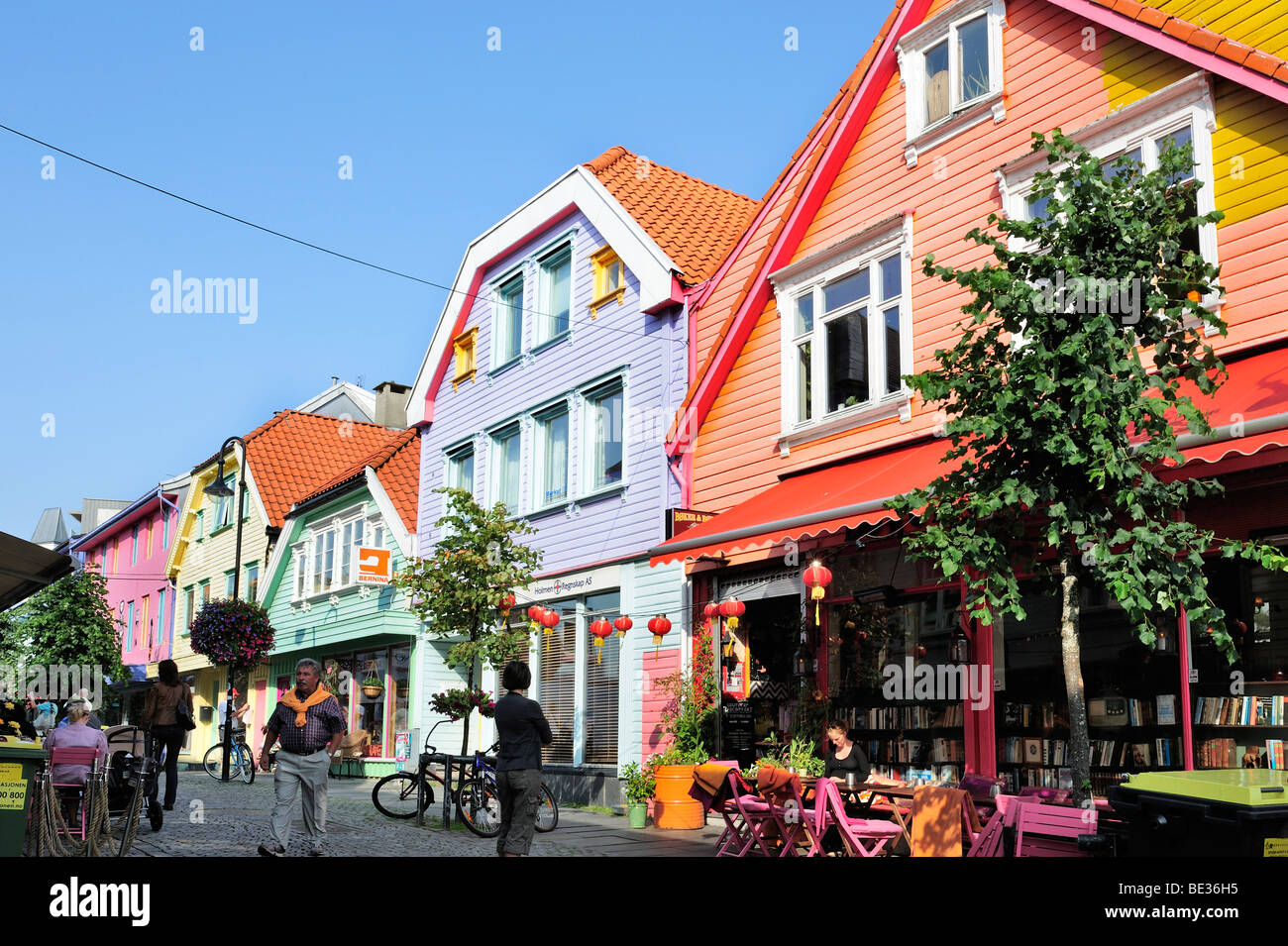 Traditional colourful wooden houses in Stavanger, Norway, Scandinavia