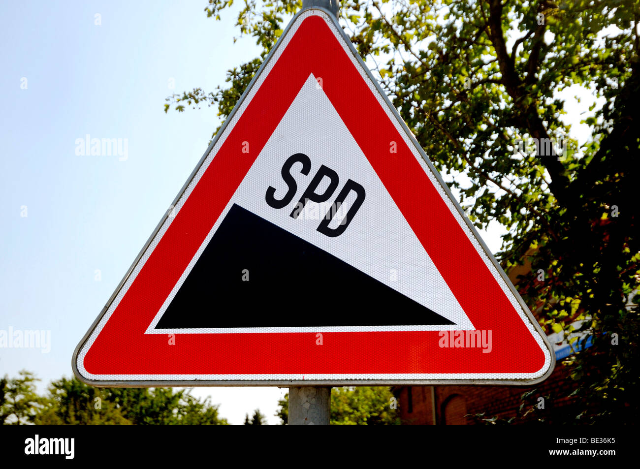 Sign slope or decline with name of the party SPD, Social Democratic Party of Germany, symbolic photo for electoral losses Stock Photo
