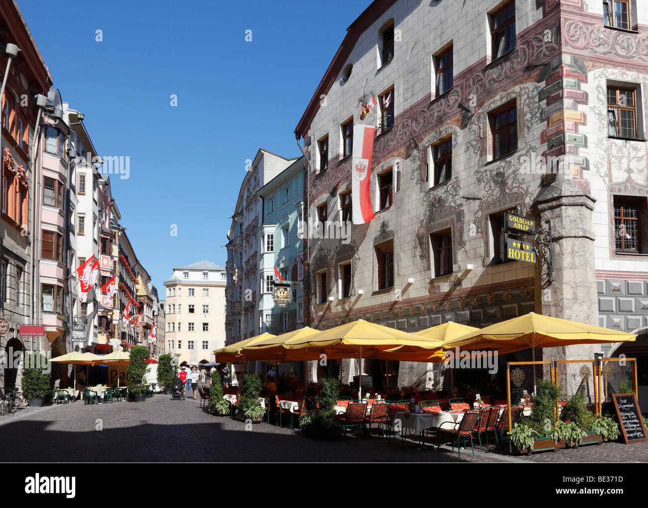 Herzog-Friedrich-Strasse, Hotel Goldener Adler, historic city centre of Innsbruck, Tyrol, Austria, Europe Stock Photo
