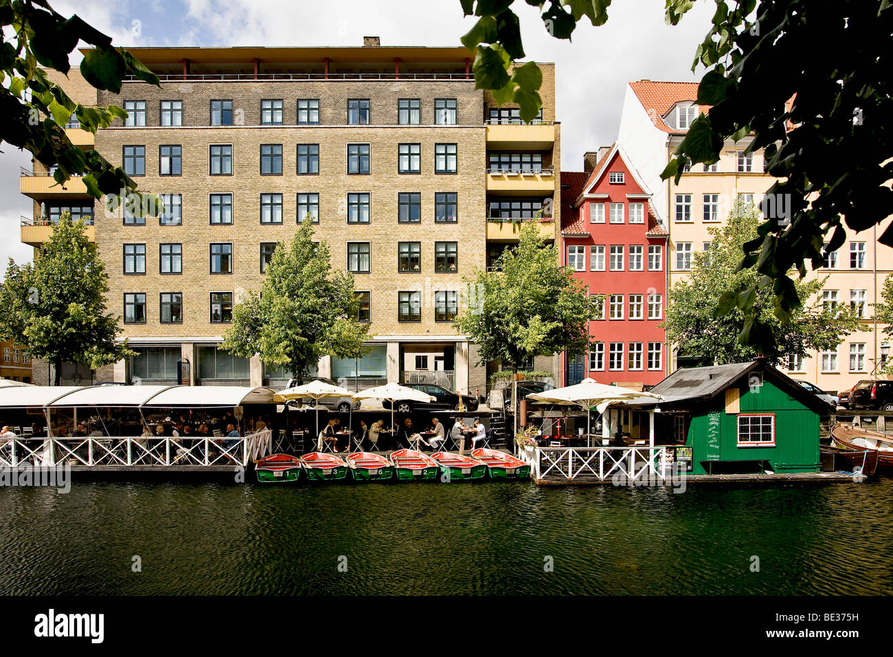 Outdoor restaurant at Christianshavn canal, Copenhagen, Denmark, Europe Stock Photo