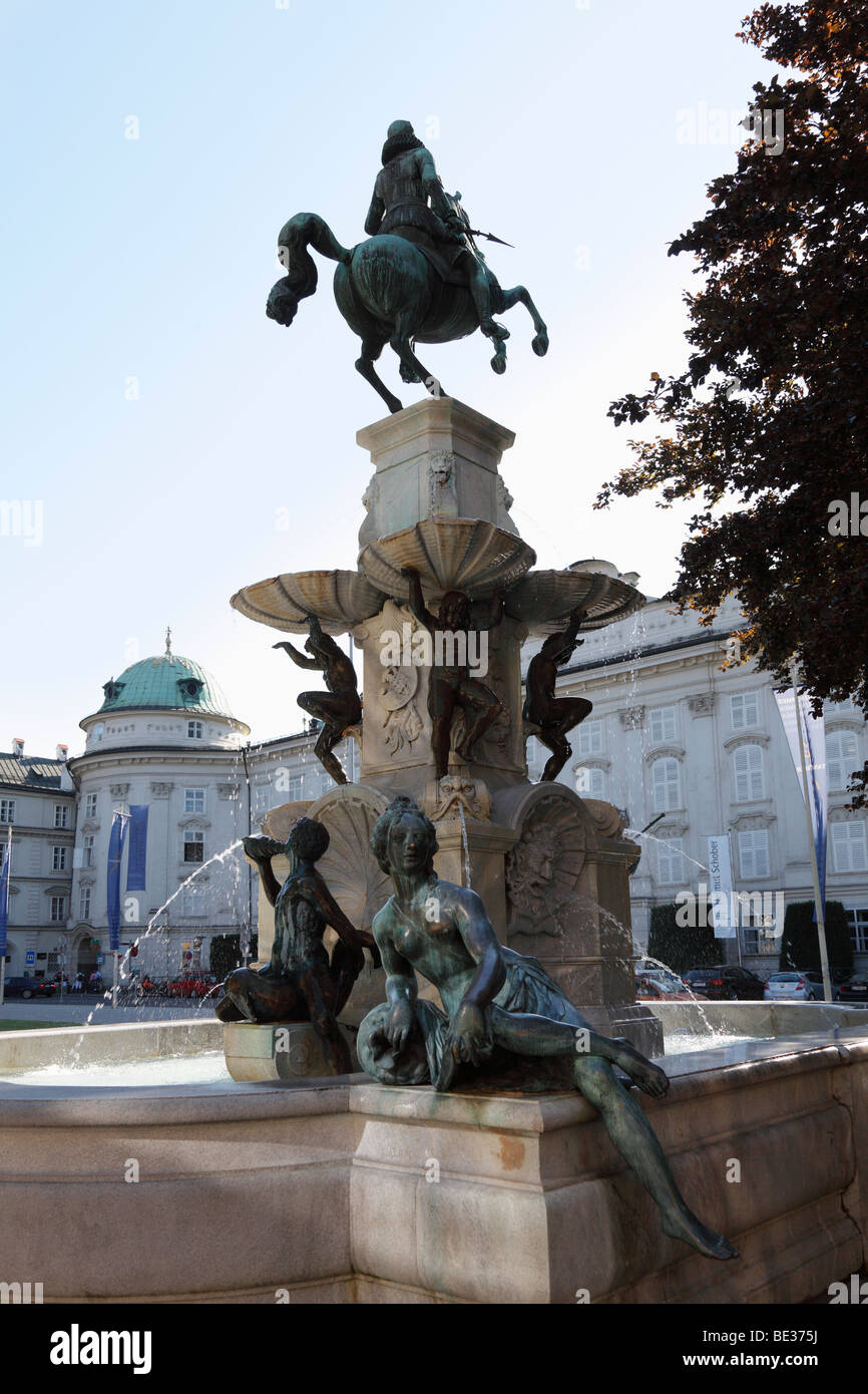 Leopold fountain, monument to Archduke Leopold V, Innsbruck, Tyrol, Austria, Europe Stock Photo