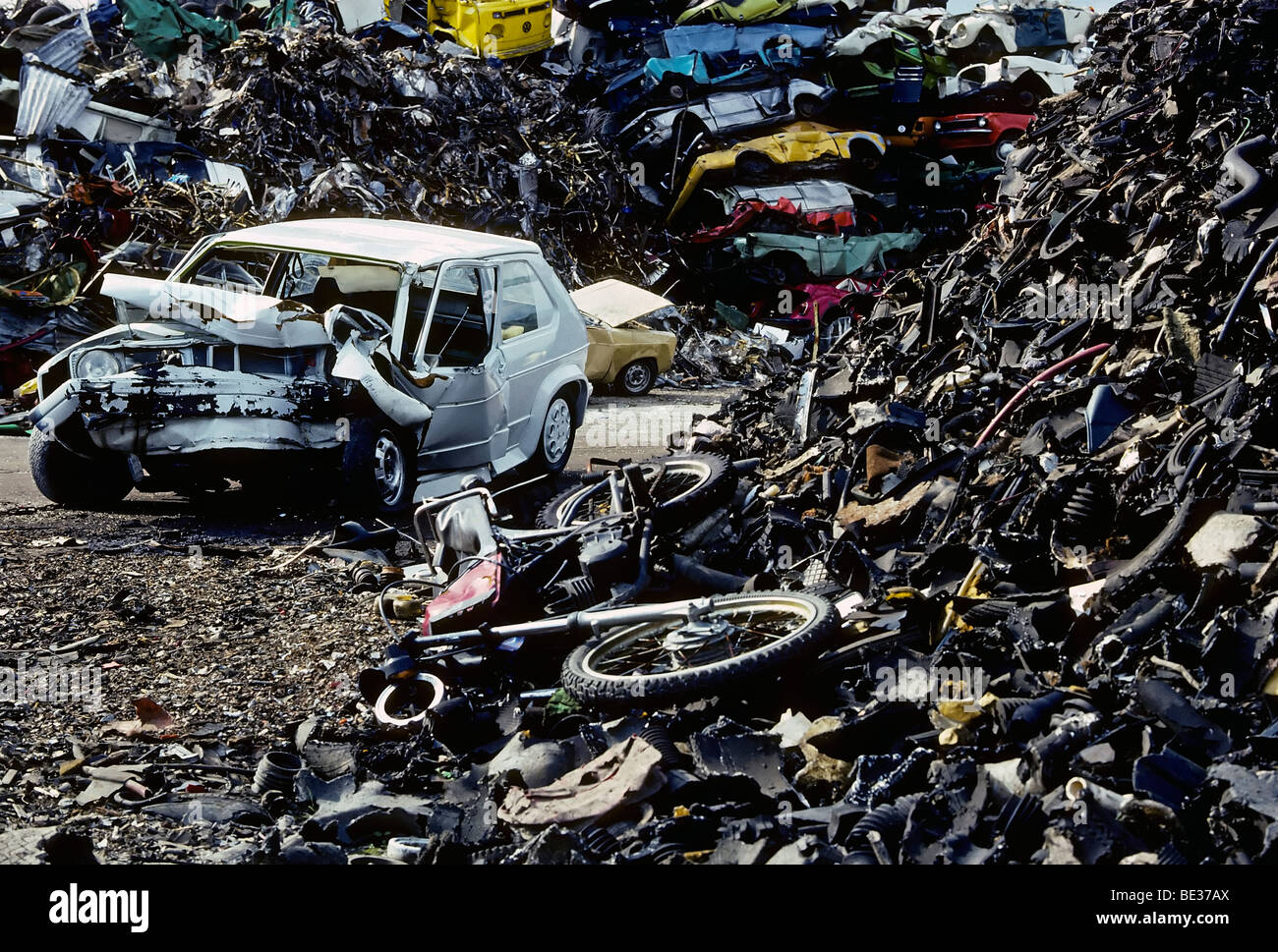 Scrap yard with car wreck, totalled car, VW Golf, Essen, North  Rhine-Westphalia, Germany, Europe Stock Photo - Alamy